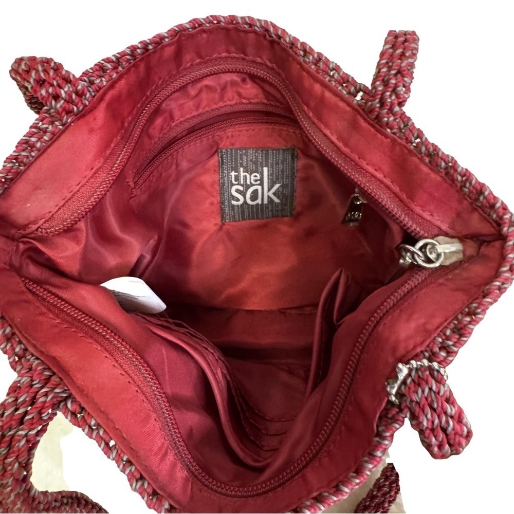 The Sak Multicolor Crochet Small Handbag Zip Closure Inside Zip Pocket Vintage - Picture 7 of 13